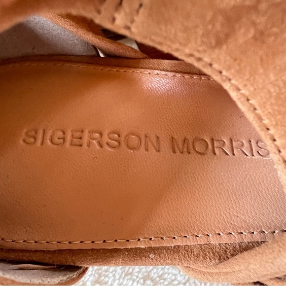 SIGERSON MORRIS DESIGNER SOFT SUEDE TAN ANKLE WRAP BALLET FLATS SIZE 8 NWT - Picture 7 of 11